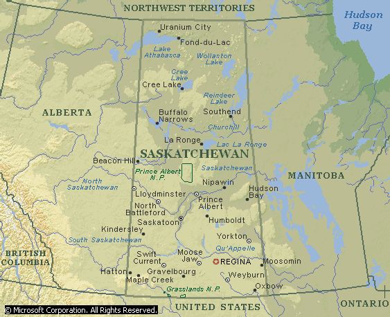 map of the province of Saskatchewan, Canada